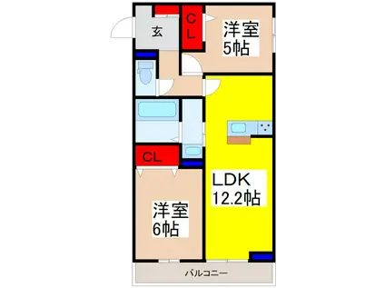 ECLAT(2LDK/2階)の間取り写真