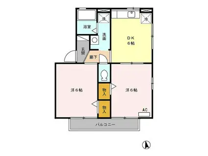 サンハイム一色 A(2DK/1階)の間取り写真