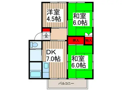 チェリーハイツA棟(3DK/1階)の間取り写真