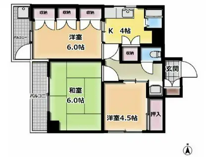 八木ビル(3K/2階)の間取り写真