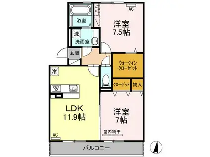 パティオ大津(2LDK/3階)の間取り写真