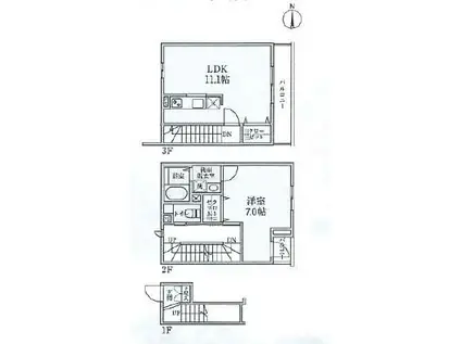 ウェルスクエア豊島千早(1LDK/2階)の間取り写真