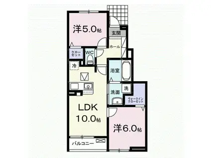 シエル ブリュ(2LDK/1階)の間取り写真