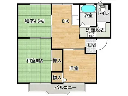 サンライフ柳井(3DK/1階)の間取り写真