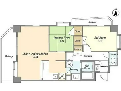 LASANTE浦和常盤公園(2LDK/4階)の間取り写真