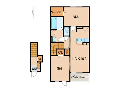 パラッツオ・ベーネII(2LDK/2階)の間取り写真