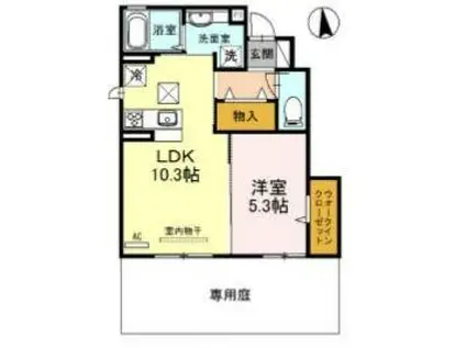 オリジン(1LDK/1階)の間取り写真