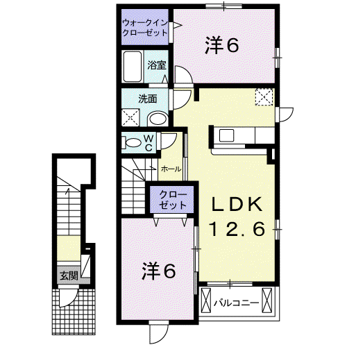 ラフレシール(2LDK/2階)の間取り写真