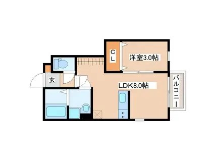 デュマンII(1LDK/1階)の間取り写真