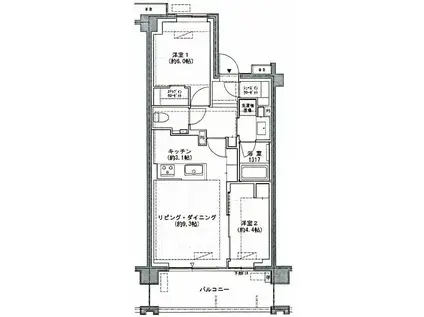 アトラスシティ千歳烏山グランスート(2LDK/2階)の間取り写真