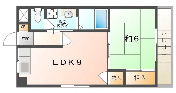 ルミエールハイツ守口(1LDK/2階)の間取り写真