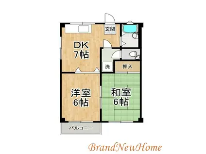 グランディール堺(2DK/4階)の間取り写真