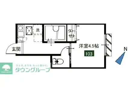 メルディア与野本町(1K/1階)の間取り写真