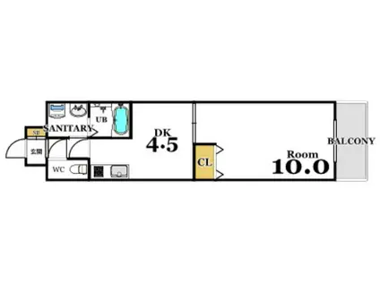フェリーチェアリマ(1DK/3階)の間取り写真