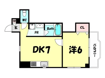 セイシェル神戸(1DK/5階)の間取り写真