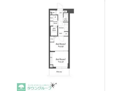 ブランシエスタ品川大井町パークエッジ(2K/5階)の間取り写真