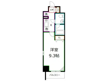 ヴェルデス(1K/8階)の間取り写真