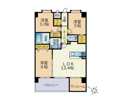 ETERUNO(3SLDK/4階)の間取り写真