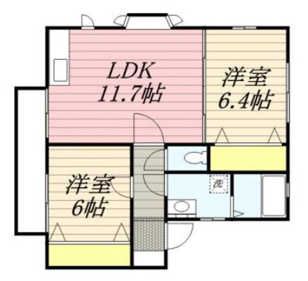 ハミングハイツ(2LDK/2階)の間取り写真