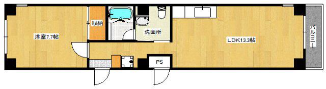 ヒルヴィスタ三滝(1LDK/4階)の間取り写真