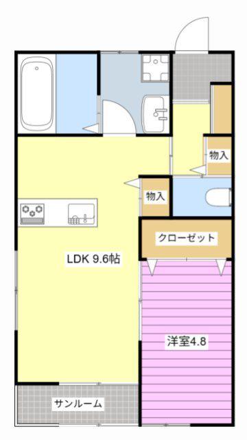 エルガーデン幸(1LDK/2階)の間取り写真