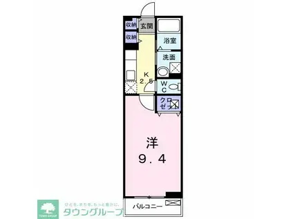 ルミエールII(1K/2階)の間取り写真