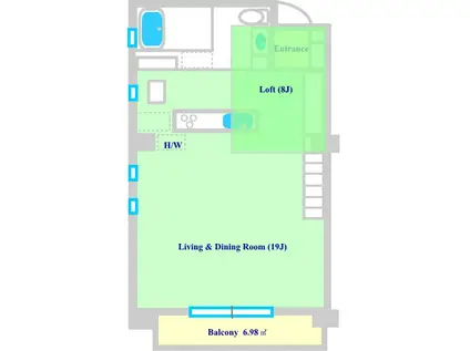 ザ・グローバル・タワー(1K/2階)の間取り写真
