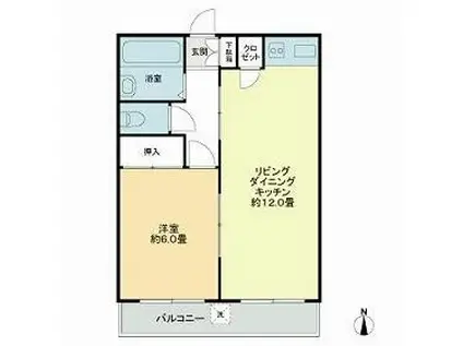マンション高田馬場(1LDK/3階)の間取り写真