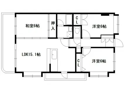 インフィニティ田迎(3LDK/7階)の間取り写真