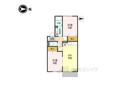 フルハウスB棟(2DK/1階)の間取り写真