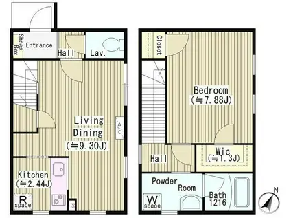 ファレール参宮橋(1LDK/1階)の間取り写真