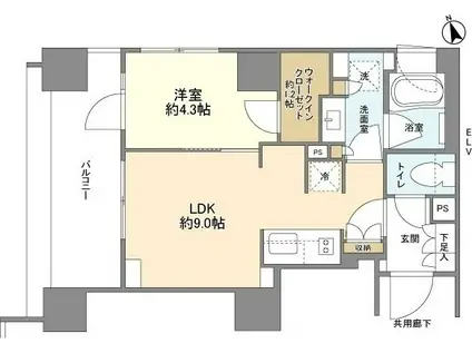 パークリュクス虎ノ門(1LDK/2階)の間取り写真