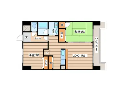 サンヒルズ浮島(2LDK/4階)の間取り写真