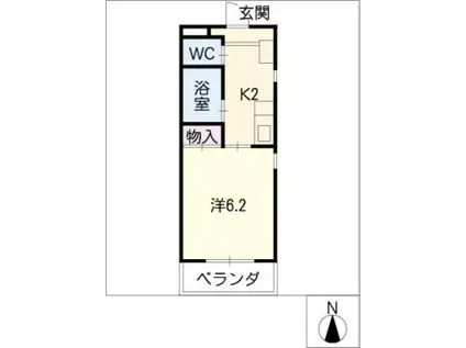 サンハイム森田(1K/2階)の間取り写真