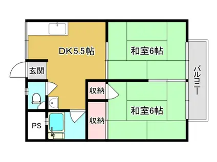 長谷川コーポA棟(2DK/2階)の間取り写真