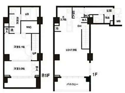 レジディア白金高輪(2LDK/1階)の間取り写真