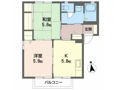 エ・プランシュ(2K/1階)の間取り写真