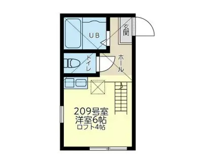 ユナイト浅田フランチェスカ(ワンルーム/2階)の間取り写真