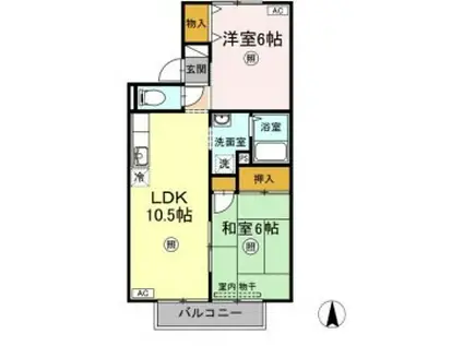 フォンティーヌ E(2LDK/2階)の間取り写真