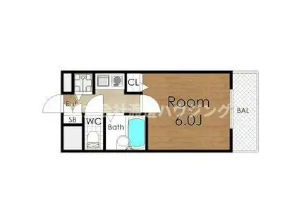 ストリーム江坂(1K/6階)の間取り写真