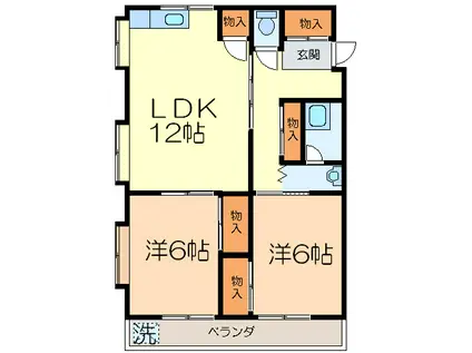 シャトー高蔵(2LDK/3階)の間取り写真