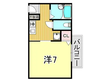 ラフィーナエム(1K/2階)の間取り写真