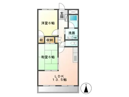 サウスヒルズ大清水(2LDK/6階)の間取り写真