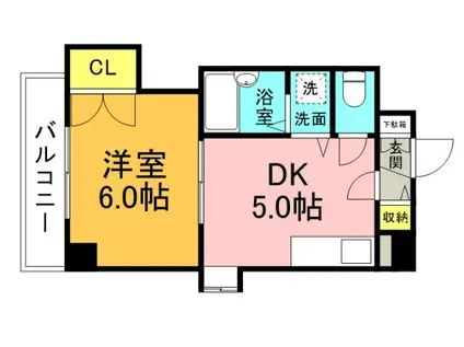 SINCERE舟入(1DK/6階)の間取り写真