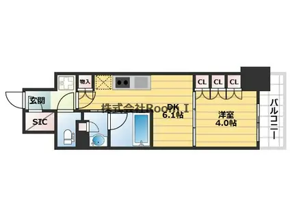 ザ・パークハビオ谷町六丁目クロス(1DK/2階)の間取り写真