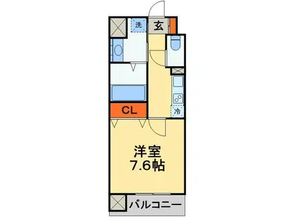VESTA(1K/1階)の間取り写真