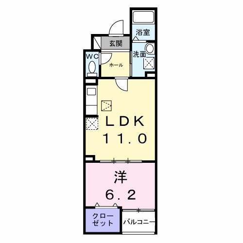 ルリアンラポーズ(1LDK/1階)の間取り写真