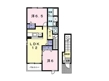 ネオ・コートI(2LDK/2階)の間取り写真