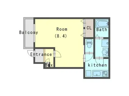 エステイトE桂川B棟(1K/1階)の間取り写真