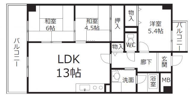 ガーデンスクエア(3LDK/2階)の間取り写真